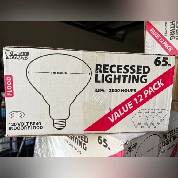 Feit Electric White 65W BR40 Indoor Flood Light Bulb Pack Of 12 - Picture 1 of 4